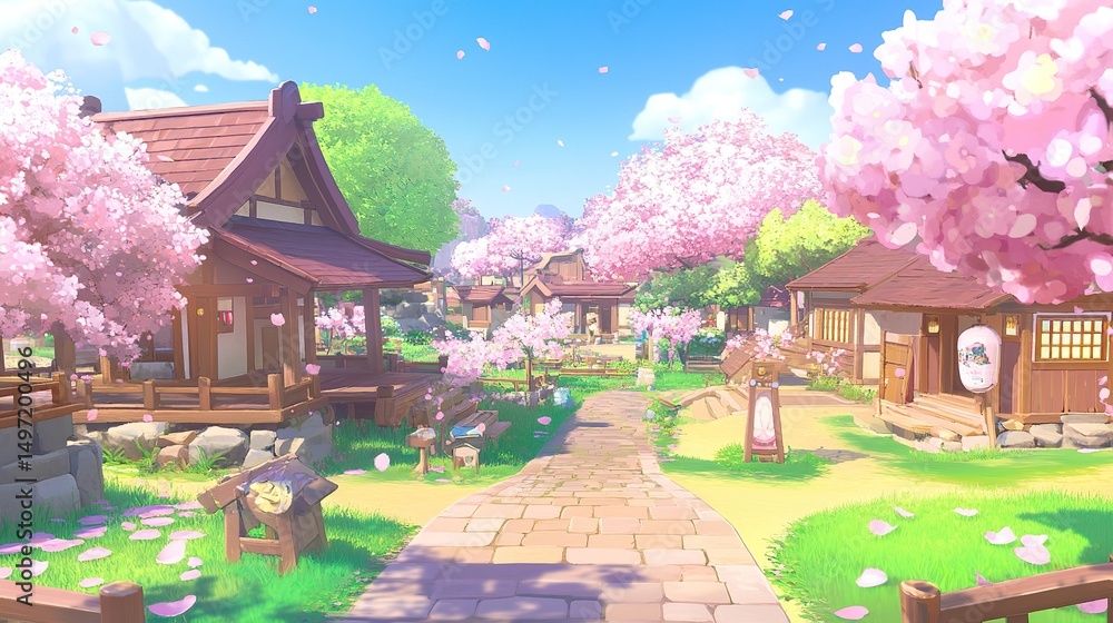 Obraz premium spring landscape with a house