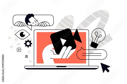 Video tutorial. Vector illustration for web banner, social media banner, business presentation, marketing material.