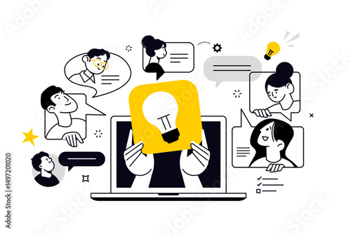 Brainstorming. Vector illustration for web banner, social media banner, business presentation, marketing material.