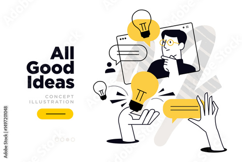 All good ideas. Vector illustration for website page design, web banner, social media banner, business presentation, marketing material.