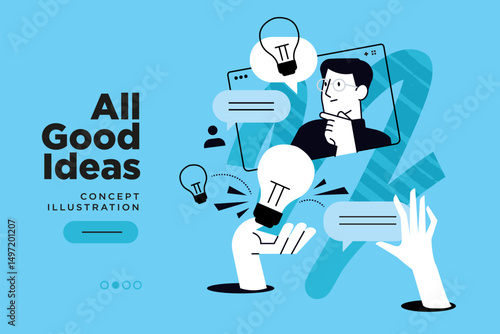 All good ideas. Vector illustration for website page design, web banner, social media banner, business presentation, marketing material.