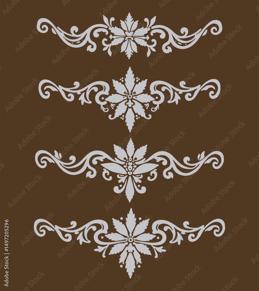 Fototapeta premium 1 Set of dividers flowers vintage deviders for card ornament etc