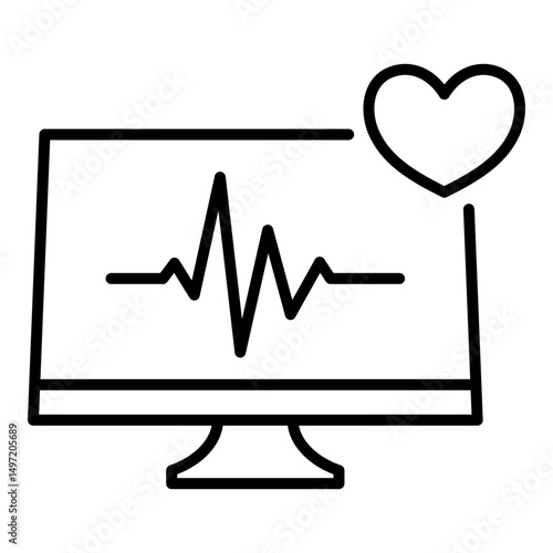 Heart monitor icon, representing cardiac health, vital signs monitoring, and medical diagnostics. Symbolizes heart rate, healthcare, emergency response, and clinical care
