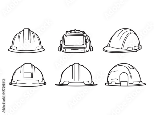 Hard Hat Helmet Line Art Design