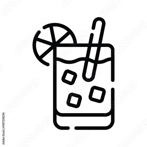 Trendy outline icon of margarita glass with straw