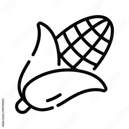 Easy to edit outline icon of harvested corn