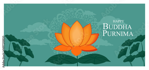 Peaceful Happy Buddha Purnima Illustrations with Buddha and Lotus Flowers-06