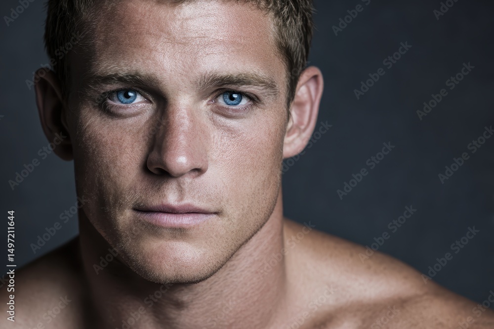 Fototapeta premium Studio portrait of athletic man with blue eyes 