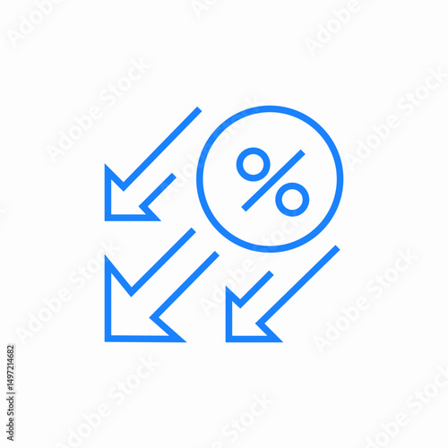 rates fall icon sign vector