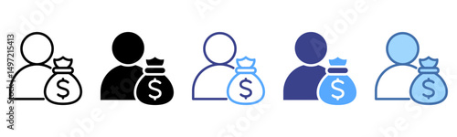 Employee Costs icon sheet multi style collection