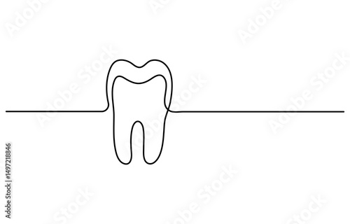 Teeth One Continuous Line Drawing of Tooth Icon. Single Line Vector Illustration