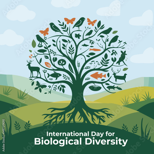 International Day for Biological Diversity – Nature Icons & Vector Set.