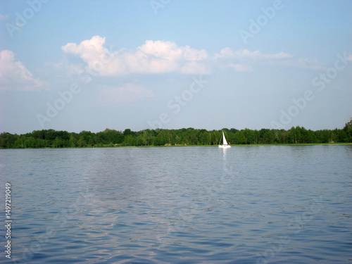 sailboat boat floats on the lake
