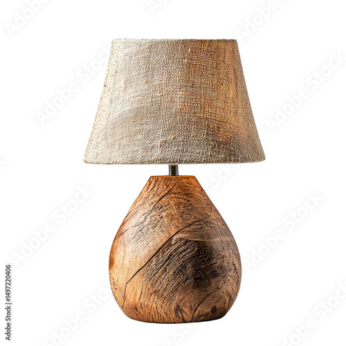 stylish wooden lamp with textured fabric shade, perfect for adding warmth to any room. Its unique design enhances ambiance of modern or rustic interiors