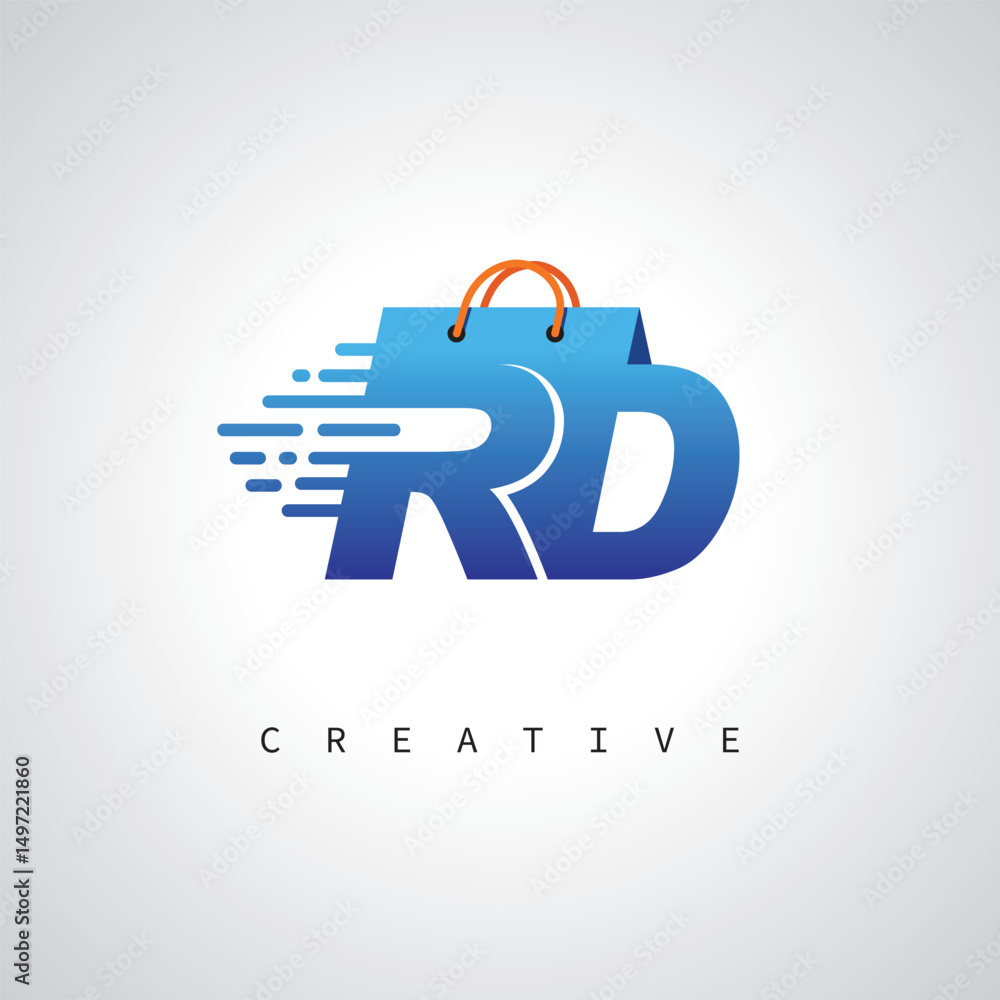 Fototapeta premium RD Monogram Shopping Logo – Creative Vector Design for Modern E-commerce Branding