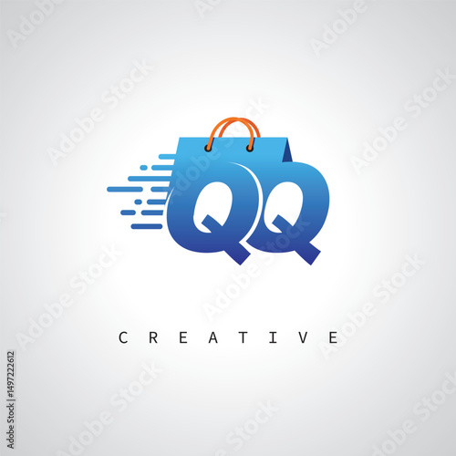 QQ Monogram Shopping Logo – Creative Vector Design for Modern E-commerce Branding