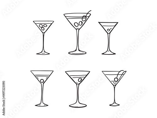 Martini Cocktail Outline Design