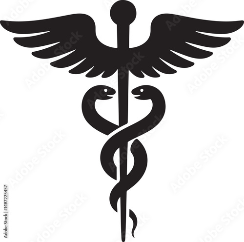 caduceus medical icon, medical caduceus silhouette vector, madical logo