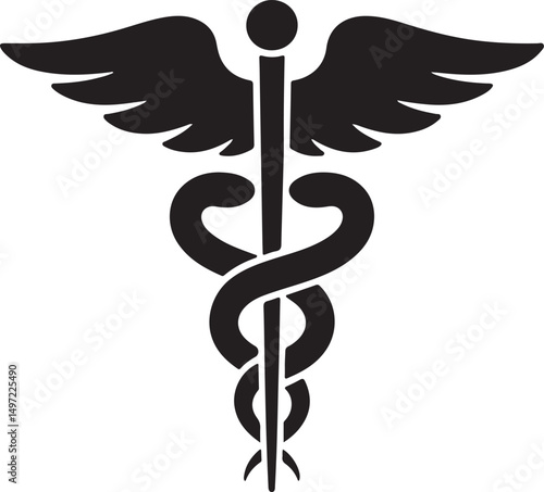 caduceus medical icon, medical caduceus silhouette vector, madical logo