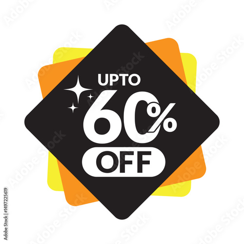 60% OFF Sale Discount Banner vector logo icon.