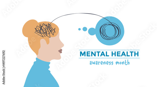 mental health awareness month concept vector illustration