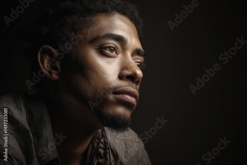 Thoughtful man gazing into ...