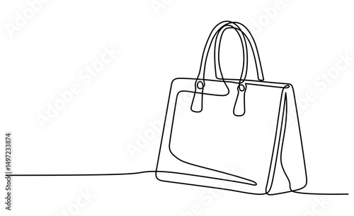 Handbag line drawing. Hand-drawn purse line art. Hand drawn vector illustration with editable stroke. Isolated on transparent background.