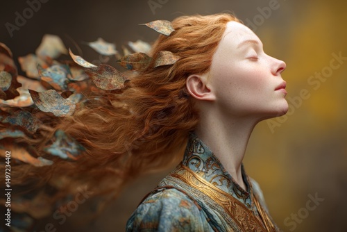 Dreamlike profile of a woma...