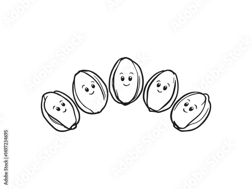 Simple Pistachio Line Illustrations