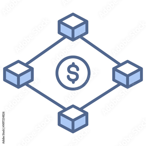 Blockchain Payment Blue Icon