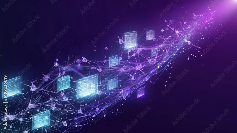 An abstract digital animation of interconnected glowing cubes and lines, forming a complex network, symbolizing data, technology, and futuristic concepts. Ideal for tech, AI, and abstract themes. An abstract digital animation of interconnected glowing cubes and lines, forming a complex network, symbolizing data, technology, and futuristic concepts. Ideal for tech, AI, and abstract themes.