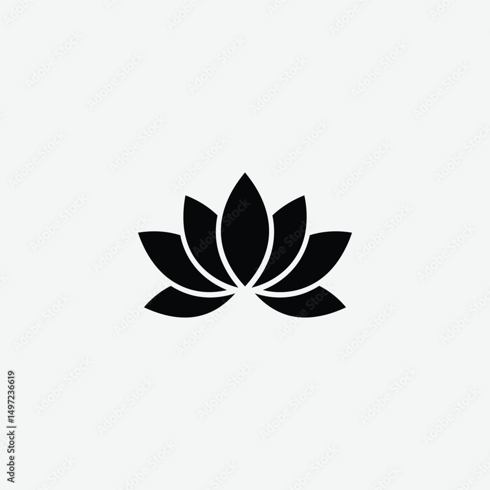 Minimalist Black Lotus Flower Logo – Elegant Modern Design on White Background Minimalist Black Lotus Flower Logo – Elegant Modern Design on White Background