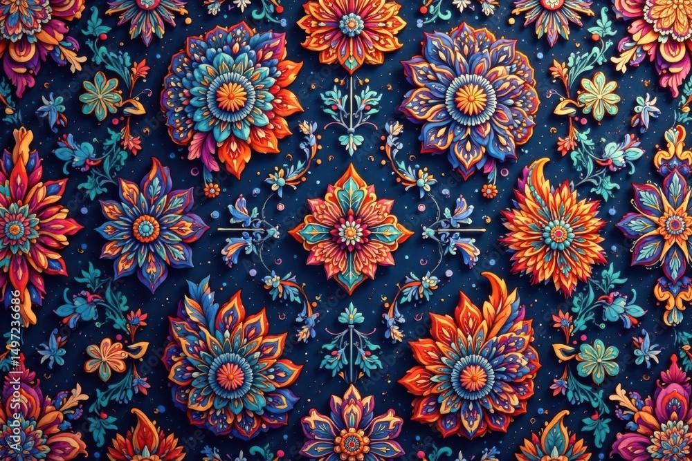 Intricate paisley floral pattern in vibrant hues, design, paisley Intricate paisley floral pattern in vibrant hues, design, paisley