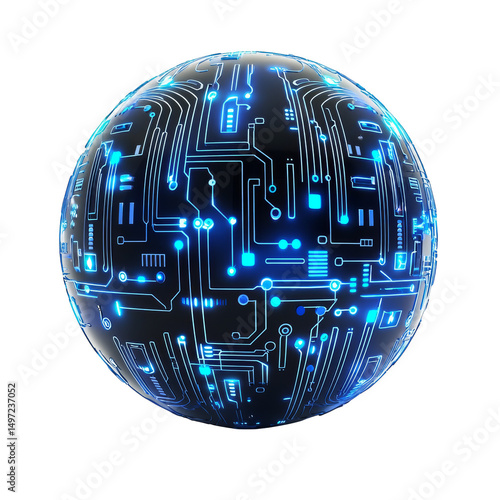 Digital globe with glowing circuit patterns representing technology and connectivity futuristic and innovative design