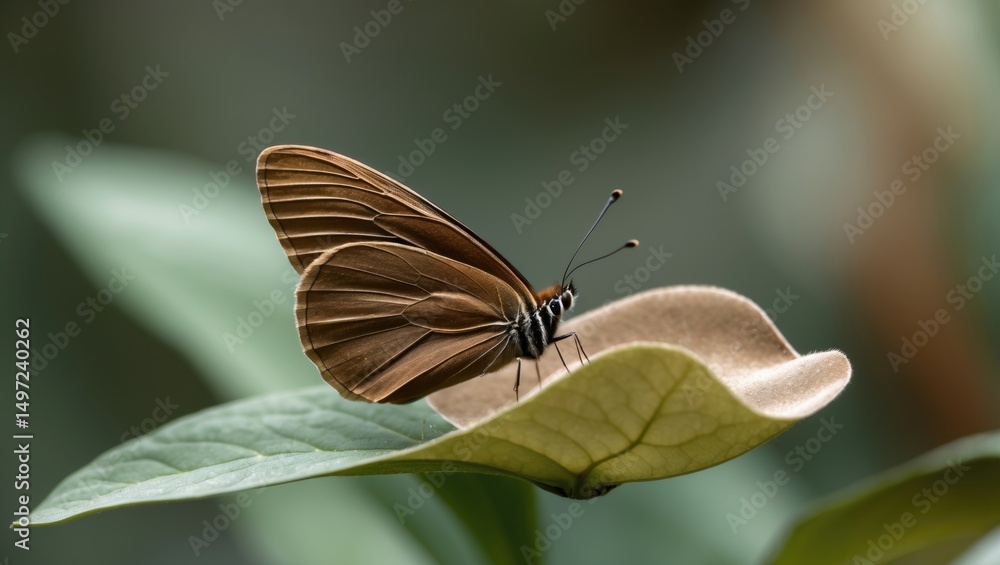 Obraz premium A butterfly resting on a leaf.