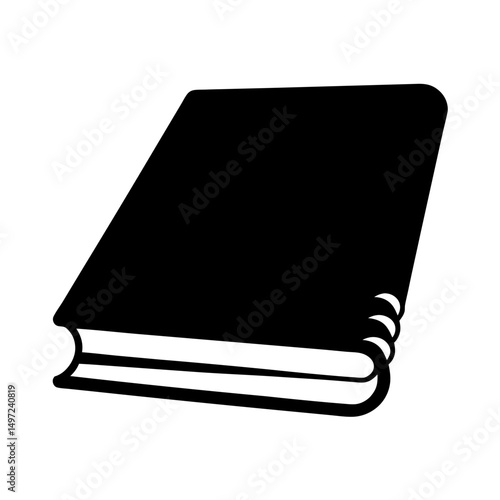 A black book rests diagonally on its spine, with three curved sections visible