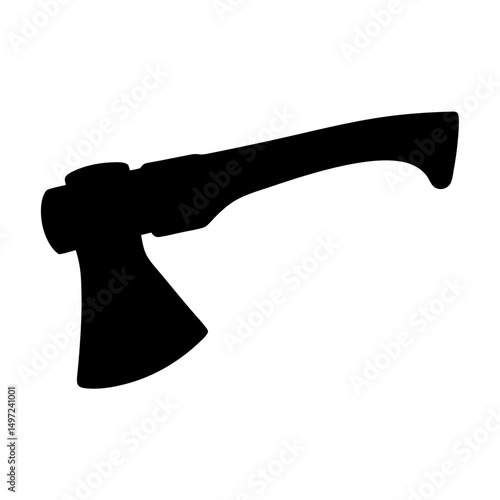 Silhouette of a sturdy axe with a curved handle for chopping wood