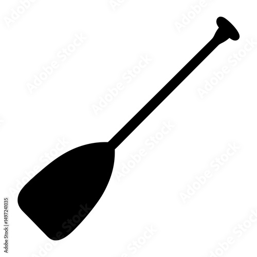 Single black silhouette of a paddle for a canoe or small boat