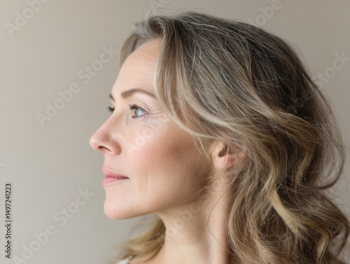 Mature woman with wavy, sho...