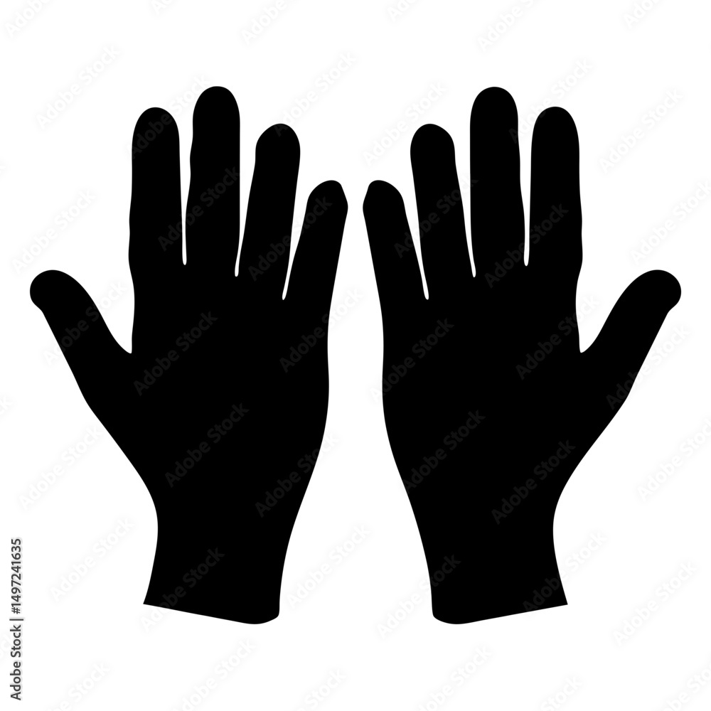 Black Silhouette of Two Open Hands Facing Upward in Simple Illustration Black Silhouette of Two Open Hands Facing Upward in Simple Illustration
