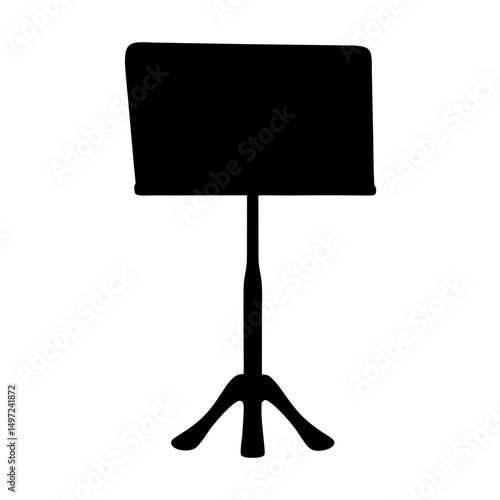 Silhouette of a music stand used for holding musical notation sheets