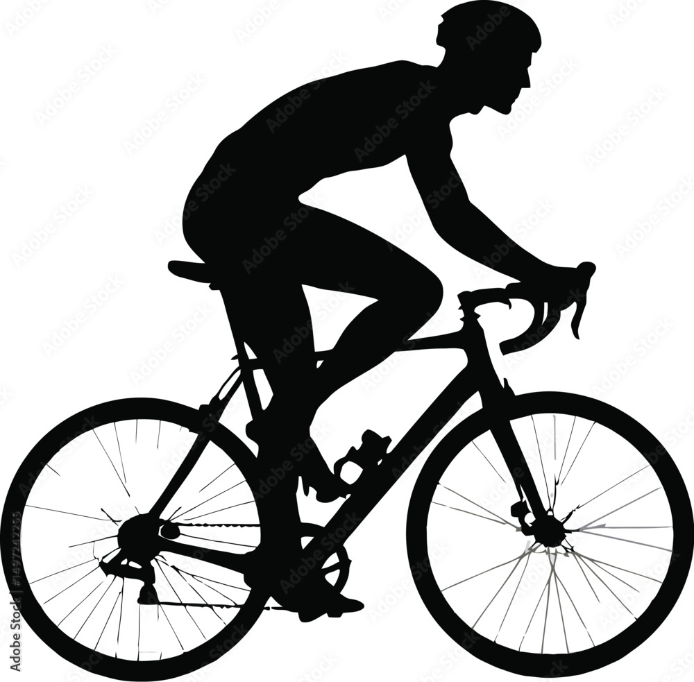 Fototapeta premium Vector EPS File of a Cyclist in Motion, Perfect for Sports, Fitness, and Outdoor Adventure-Themed Illustrations and Graphics