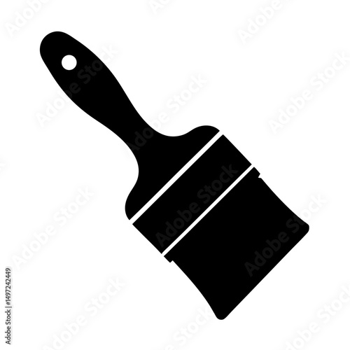 Minimalist Icon of a Black Paintbrush with a Hole for Hanging