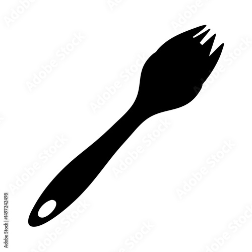 Silhouette of a Serving Fork Spoon Utensil for Salads and Foods