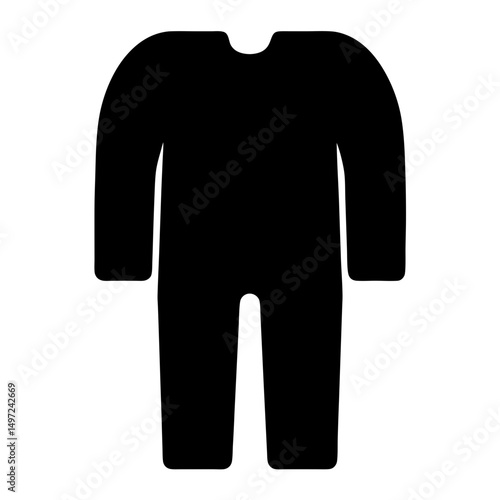 Black silhouette of a onepiece longsleeved garment with legs jumpsuit