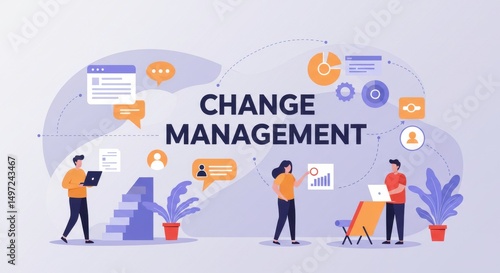Effective Change Management Strategy Business Process Improvement Team Collaboration Illustration