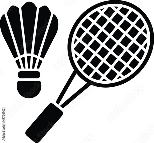 badminton racket with shuttlecock