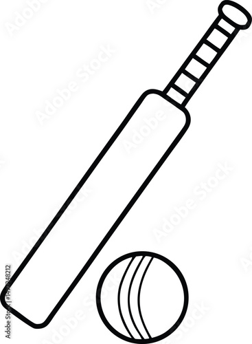 Cricket bat and ball icon on white background. 