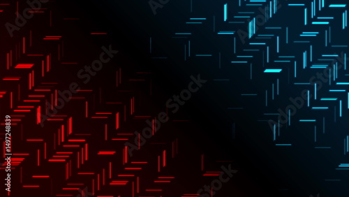 Red and blue geometric lines abstract technical modern background
