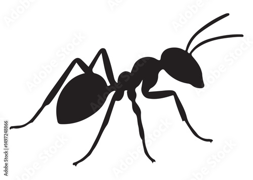 ant logo vector silhouette illustration, vector illustration of ant logo icon design, vector of a black silhouette ant, black ant silhouette isolated on white background.